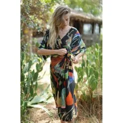 G.KERO Robe DANCING WOOD BLACK -Vêtements Soldes Boutique gkero robe dancing wood orange 5