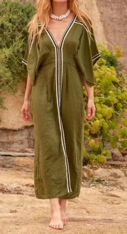 MARE DI LATTE Robe SOUANE Olive Green -Vêtements Soldes Boutique mare di latte robe souane black 3