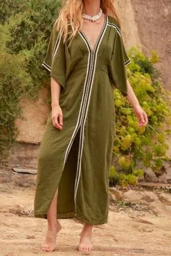 MARE DI LATTE Robe SOUANE Olive Green -Vêtements Soldes Boutique mare di latte robe souane black 4