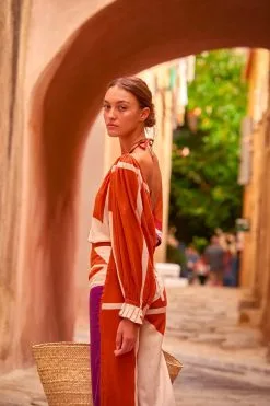 MARE DI LATTE Top DIVYA PLUMCOMBO -Vêtements Soldes Boutique mare di latte top divya sunset 1